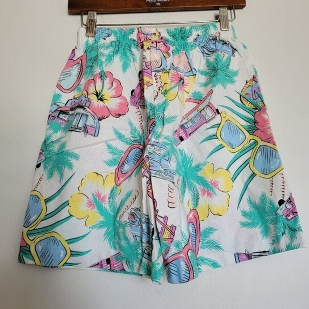 Vintage Jerry Leigh California Floral Tropical Print Casual Shorts Size S 90s - Picture 7 of 12